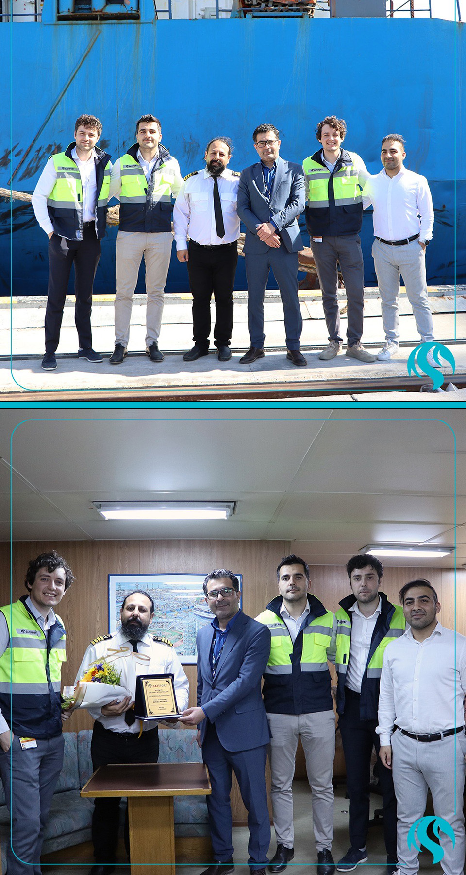 Reel Shipping Russia Service, represented by Corten Shipping Agency in Turkey, added Safiport to its stops. Flowers and a plaque were presented to the captain of the first ship of the service, named MV.NADIA.