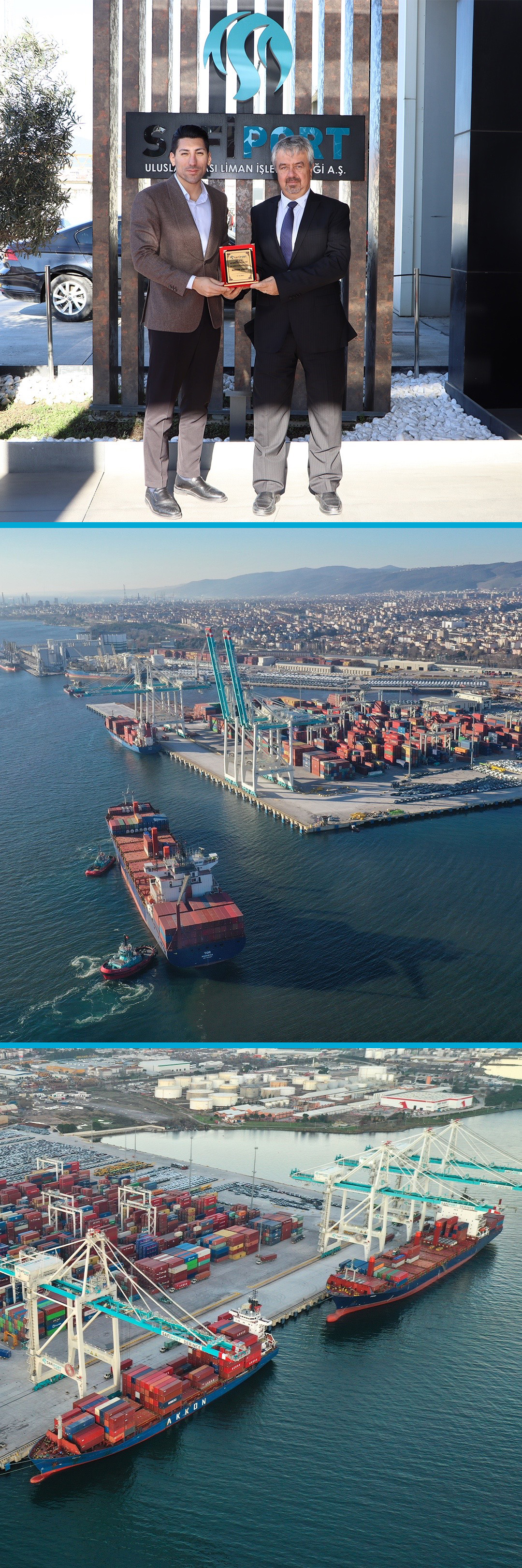 Safiport was the port of call in East Marmara for Akkon Lines' ongoing container services. A plaque was presented to Mr. Mehmet Hacıibrahim, Senior Logistics Manager of Akkon Lines, who visited our port with the agreement.