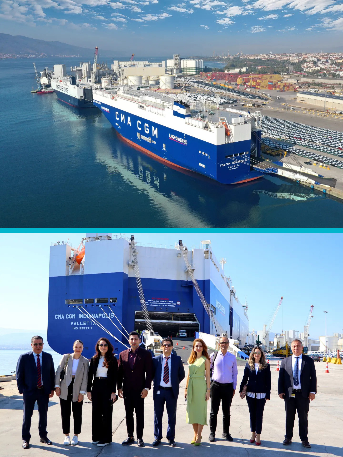 The ship, which operates in Asia, Northern Europe, Mediterranean and Marmara regions, is 200 meters long, 38 meters wide and has a capacity of 7,000 CEUs. 5,000 vehicles were loaded and approximately 1,000 vehicles were discharged on its first voyage to Safiport. With the first ro-ro vessel of CMA CGM calling at our port, our cooperation in both container and ro-ro continues to strengthen.